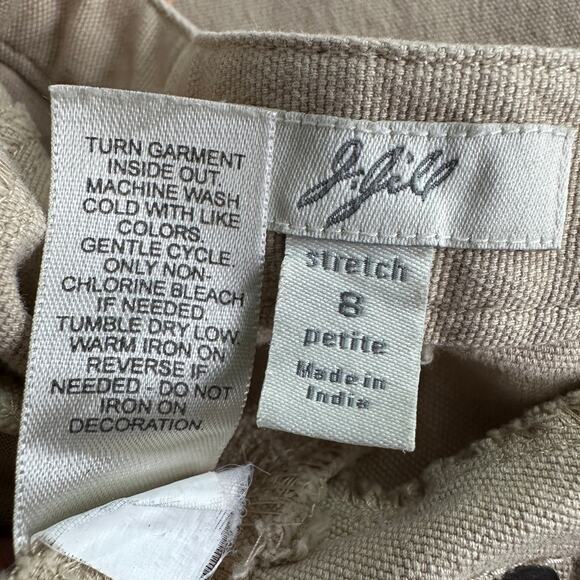 J Jill A Line Skirt 8P Twill Khaki Floral Embroidered Boho Cottagecore Hippie - Picture 7 of 8